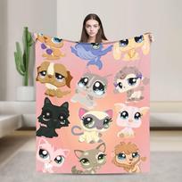 Littlest Pet Shop Labai šilta antklodė Vaikams pliušinė antklodėlė Juokinga svetainės flanelės patalynės užvalkalas Sofos lovos užvalkalas 75x90cm gray