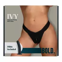 BOLD. IVY Strap-On Thong XXL with 15.5cm Silicone Attachment, Black