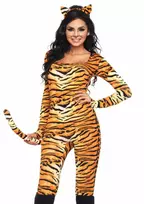Leg Avenue Wild Tigress Catsuit Set with Tail and Ears, Size M/L