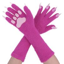 Animal Paw Gloves With Cat Bear Fox Wolf Dog Claws Pads For Party Cosplay One Size pink