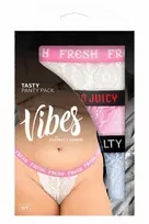 TASTY VIBES Panty Pack 3 Pairs Lace Thong Panties, Multicolor, QS