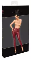 Noir Powerwetlook Leggings Burgundy M with Discreet Full-Length Zip