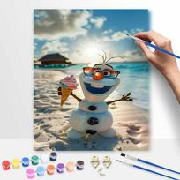 Disney Olaf Summer Vacation Ice Cream Oil Paint by Numbers Painting Kit Hand Painted Home Decor Gift 20x30cm gray