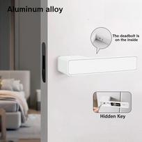 Modernus Durų Rankenos Užraktas Tylus Magnetinis Paslėptas Raktas Interjerui Cinko Lydinio Durų Rankenos Rinkinys Su Fiksatoriumi ir Slenkančia Rankena (White,Aluminum) balta