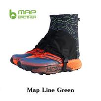 MAP BROTHER F1001 Outdoor Unisex High Running Trail Gaiters Protective Sandproof Shoe Covers For Marathon Hiking Reflective Map Line Green gray
