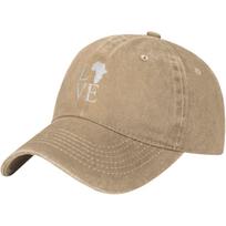 Africa Map Love Washed Baseball Cap Cotton Dad Hat Adjustable Unisex Outdoor Sports Cap Can Be Adjusted beige