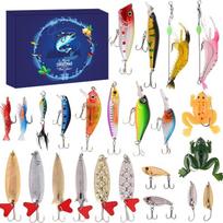 Christmas Advent Calendar Fishing Lures Gift Box for Men Adult 24 Day Christmas Countdown Fish Bait for Fishing Lover Gift (as the picture,as show) gray