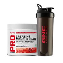 GNC Pro Performance Creatine Monohydrate with Black Shaker- 3000mg Creatine Per Scoop | Micronized for Faster Absorption | Boosts Energy, Muscle