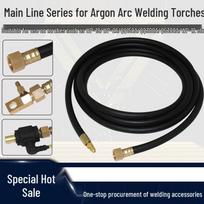 WP-18/12/26 TIG Welding Torch with Water & Air-Cooled Main Line, Argon Accessories, Purple Copper Wire, 300A/150A. WP-12 Torch Main Line [Quick Connect] 4m