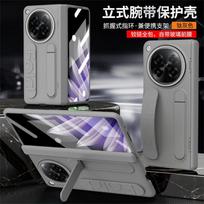OPPO Find N6 Phone Case With Wrist Strap Kickstand Shockproof Silicone Cover Matte Finish Transparent/Titanium Gray/White/Sea OPPO Find N6 gray