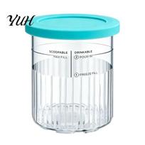 Ice Cream Pint Containers for Ninja NC500, NC500C, NC501, NC501C Series, Food Grade Cold Resistant Dessert Cups Plastic Replacement Cup with white