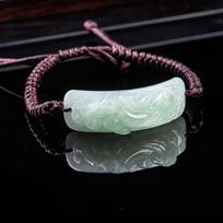 Natural A-grade Jade Pixiu Woven Bracelet for Men and Women - Ice-type Jade Sihui Gift Adjustable hand rope length white