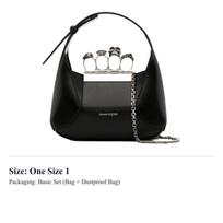Alexander McQueen Lygi oda karvės odos Hobo tipo rankinė, Peties rankinė, Crossbody rankinė, Rankinė Mini Moteriška Juoda 731136-DYTAB-1000 One Size 1 black