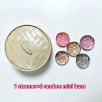 Mini Glitter Dumpling Squishy Stress Relief Toy With Dumplings Steamer Fidget Sensory Squeeze Ball Simulation Food Squishy Bun beige