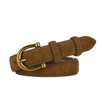 Prabangus zomšinis diržas moterims 2,3 cm džinsų suknelės diržas Aukštos kokybės natūralios odos moteriški diržai Stilingo dizaino diržas 100cm brown