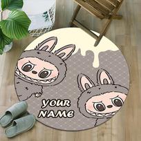 Customizable L-Labubu Round Non-Slip Carpet - Ideal for Garden, Picnic, Office, Perfect for Decoration, Suitable For All Seasons 80cmx80cm white