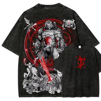 Doom Anime Lover Washed T-shirt Year Round Clothing New Model Personality Clothes Plus Size Unisex High Quality Hot Product Soft XL gray