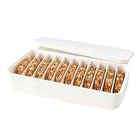 Cafe Bread Slice Display Box 11-Slot Silicone Freezer for Sourdough Storage, Flexible Container with Individual Storage Compartments Thick Sliced beige