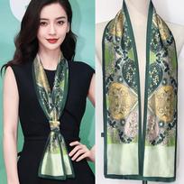 Korean version of long small silk scarf men's scarf annual meeting event gift silk scarf satin thin decorative women's scarf small scarf 13*145cm gray