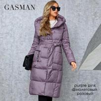 GASMAN žieminė pūkinė striukė moteriška ilga klasikinė užtrauktuku diržo dizaino kišenė su gobtuvu Slim Parkas moteriškas paltas LD-21963 XXL violetinė