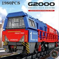 1980PCS G200 Keleivinio traukinio statybiniai blokai Miesto transporto traukinio modelis Plytos suaugusiems darbastalio apdaila vaikams žaislai šventinės dovanos No Box blue