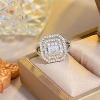Light Luxury Flash Diamond Ring, Live Design Ring, Slightly Inlaid With Zircon Women'S Ring Jewelry. balto aukso spalvos