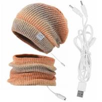 USB šildomas kepurės ir šaliko rinkinys Kaklo šildytuvas Megzta kepurė ir šaliko rinkinys Elektrinė šildoma kepurė Šildomas kaklo įvyniojimas Šildoma kepuraitė oranžinė