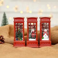Kalėdinės telefono būdelės švieselės Kalėdų Senelis Sniego senis Dovanos Langų dekoracija Kalėdinio vakarėlio dekoras Xmas vakarėlio namai red