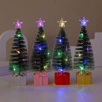 4pcs Funny LED Candle Christmas Night Light Pine Tree Plastic Xmas Tree Candle Lamps Luminous Ornament Desktop Decor 16x6cm-6.30x2.36in- black
