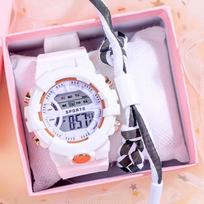 Electronic watch women's model, transparent smart sports multi-functional trend luminous watch for middle and high school students white