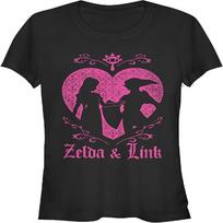 Nintendo Women's Short Link & Zelda Love Silhouette Crew Neck Graphic T-Shirt XXXL juoda