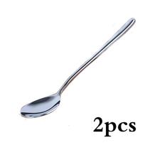 8.7'' Long Hand Grip Dinner Spoon Stainless Steel Table Spoon Round Dessert Mixing Scoop Hollow Handle Cooking Room Tableware 2/6/10Pcs white
