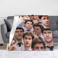 Michael Scott  Dwight Schrute Flannel Blanket The Office Collage Funny Throw Blanket for Home 125*100cm Plush Thin Quilt 75x90cm gray
