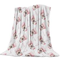 Prancūzų buldogų pledas Šuo Minkštas Jaukus Lengvas Šiltas Plušinis Flanelinis Mesti pledas Sofai Sofa Stovyklavimui Biurui Kelionėms Dekoras 80x120cm white