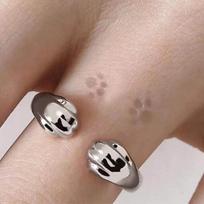 Cute Cat Ears Ring Opening Designer Cats Paw Embrace Tightly Finger Rings For Women Girls Trendy  Pink Ears Ring Jewelry Gift resizable white