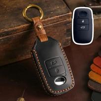 Car Key Cover for Toyota Perodua Yaris Ativ Raize Veloz Avanza Rush Daihatsu Genuine Leather Shell Keyring Case black