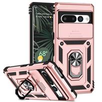 For Google Pixel 10 Pro XL 9 8 7 Pro 9A 8A 7A 6A Case Slide Camera Cover Military Grade Armor Shockproof Bumper Protective Case For Pixel Pro XL rožinio aukso spalvos