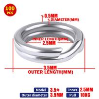 100Pcs Fishing Split Rings Stainless Steel 3.5-12Mm High Quality Strengthen Double Circle Round Snap Pesca Accessories as the picture gray