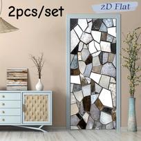 2pcs glass mosaic wall stickers, self-adhesive waterproof, living room, bedroom entrance, TV background, wall decoration sticker (as the picture,38.5x200cmx2) white