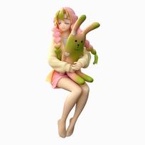 New Anime  Figure Kamado Nezuko Uzui Tengen Kamado Tanjirou Kanroji Mitsuri Sitting Posture PVC Toy Gift 15cm beige