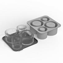 Ledo kubelių forma Stanley puodeliui 20oz 30oz 40oz, Silikoninis cilindrinių ledo kubelių padėklas su dangteliu, Ledo forma gėrimams atšaldyti pilka spalva