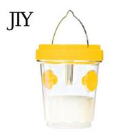 Outdoor Wasp Catcher Solar Trap, Hanging Waterproof Hornet Trap Bucket, Reusable Yellow Jacket Fruit Fly with Light LED Light, for Garden Patio yellow