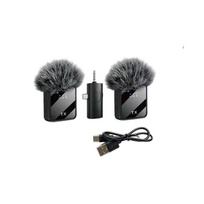 Mini klipsinis belaidis mikrofonas 1 rinkinys Nešiojamas triukšmo slopinimo mikrofonas Android telefonui, kamerai, vlogui, tiesioginei transliacijai F11 2 IN 1