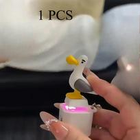 NEW Mine Seagull Keycap Keychain Luminous Sounding Stress Relief Creative Fidget Toy Portable Electronic Pendant For Adult V white
