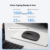 VENFISH AI Smart Voice Mouse, Silent Wireless Bluetooth Mouse, Intelligent Digital Display Portable Rechargeable Office Mouse Gray pilka spalva