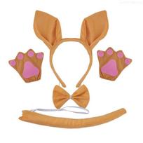 Kangaroos Costume Accessories Set Kangaroos Ears Headbands,Bows,Nose,Glove Tail Accessories Kangaroos Costume Toddlers F0S4 brown