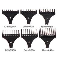 New-6Pcs For T9 1.5/3/4.5/6/9/12 Mm Professional Hair Trimmer Limit Comb Universal Guards Hairdresser Hair Cutting Guide Barber black