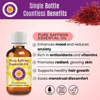 Deve Herbes Saffron Essential Oil (Crocus sativus) Pure | Non-Sticky | Non-greasy | Lightweight | Men & Women | All Skin Types | Steam Distilled 5ml pink