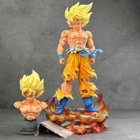 Jt Statue Dragon Ball Z Son Goku Figure Replaceable Heads Led Base Super Saiyan Goku 2.0 Action Figures Collection Mode Toy Gift multi