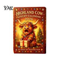Creative Christmas Countdown 3D Highland Cow Advent Calendar, 24-Day PVC Figure Ornament Set, Decoration for Home Unique Tree Hanging Decor, A multi